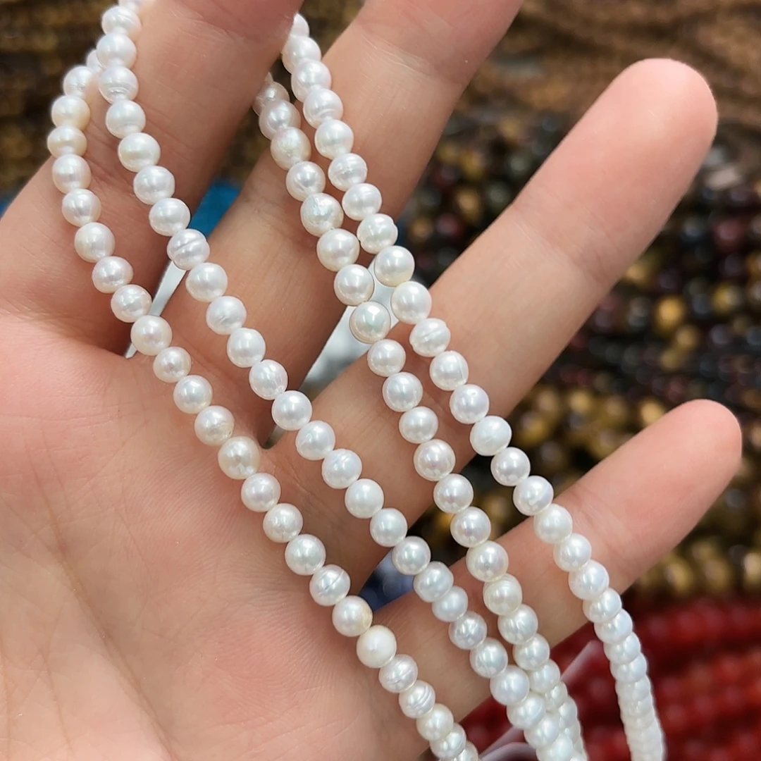 未镶嵌玛瑙/玉髓珠宝半成品卡4-5天然珍近圆一条