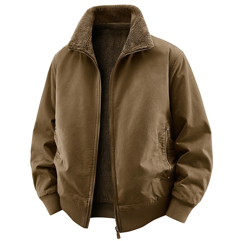 男加绒外套工装大码秋冬双面穿棉袄男装保暖上衣冬季新款棉衣7956