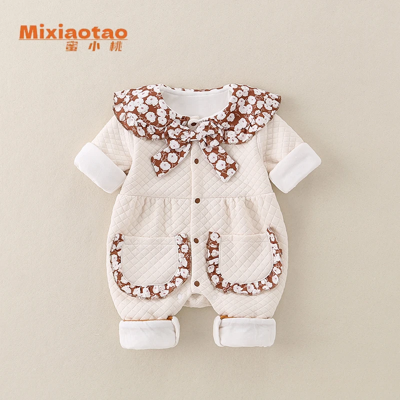 秋款（双层）小清新闭档哈衣宝宝儿童婴幼儿童长袖婴儿洋气薄款