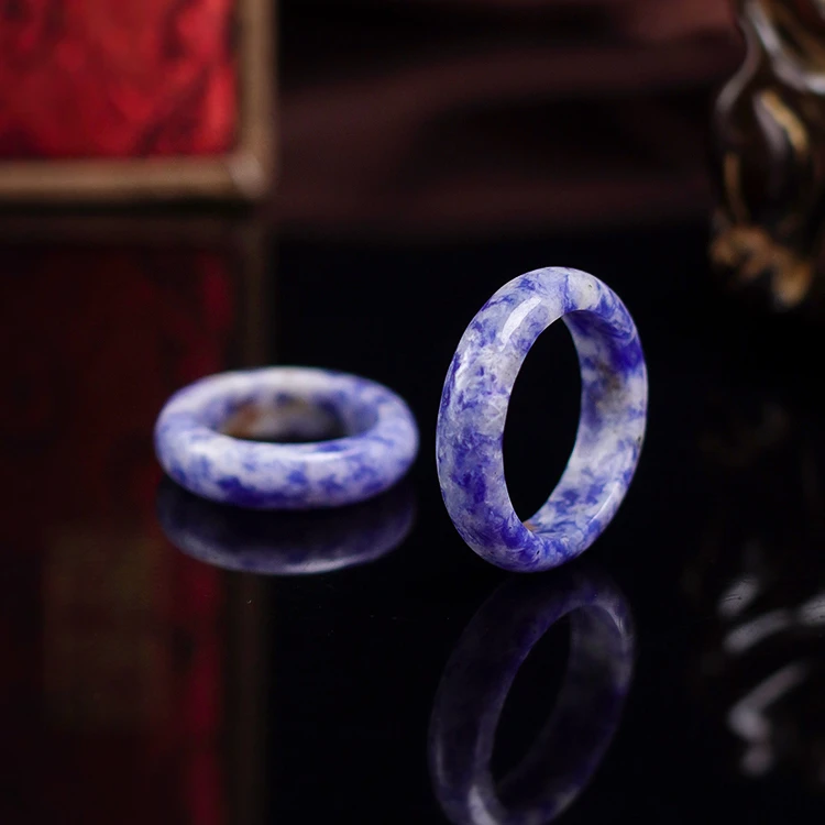 青金石戒指【宝陀明月】天然精品原矿青花戒圈跑环 多样性随机发一