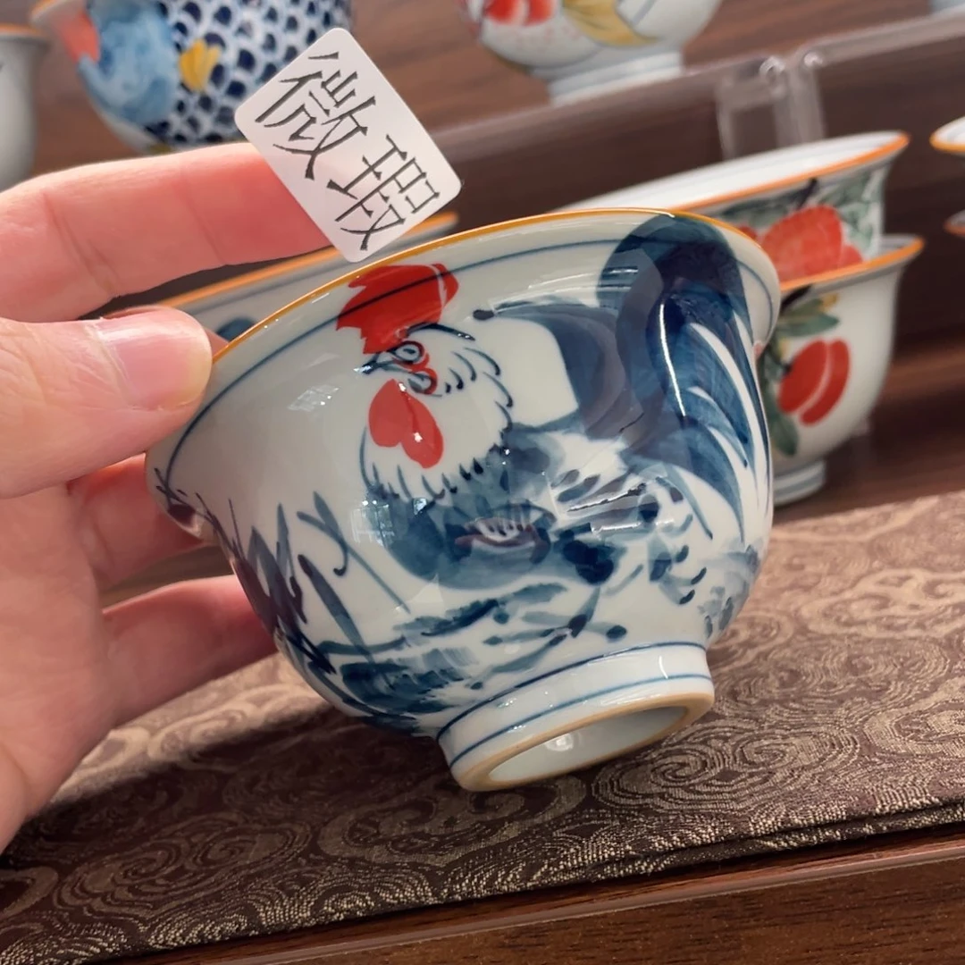 釉下手绘茶具微瑕