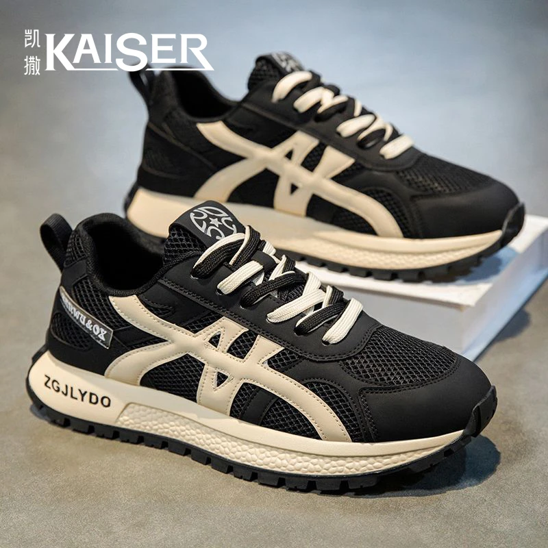 凯撒时尚男鞋厚底透气运动鞋子男款夏季网面鞋百搭旅游鞋-ZG567