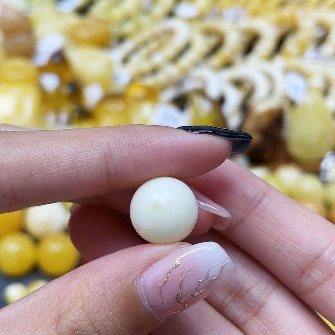 琥珀未镶嵌裸石12.9mm圆珠蜜蜡