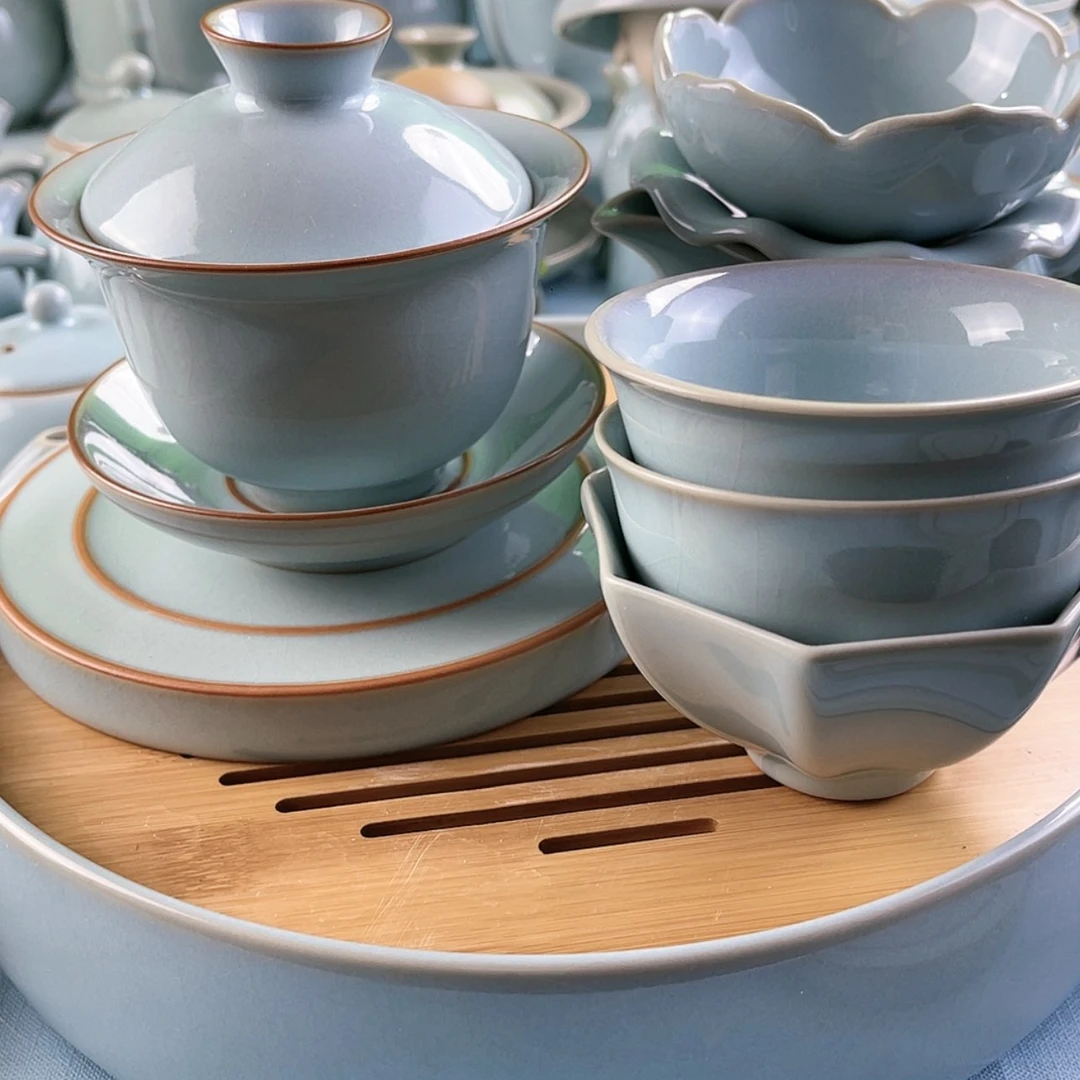 【闪购商品】白**晞盖碗茶漏公道3个杯子茶巾