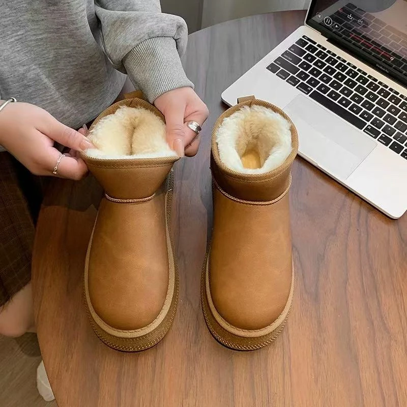 【6088雪地靴】女款2024冬季新款厚底短靴防水防滑棉靴保暖加绒加厚