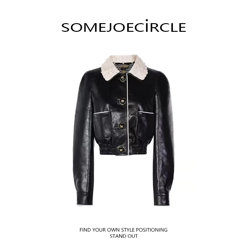 SOMEJOECIRCLE【无飞不拉】赵美延腻腻同款25秋季钉珠短外套女Z7449