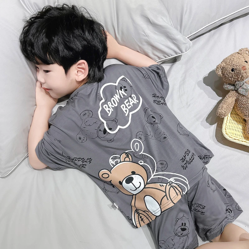 男童莫代尔睡衣夏款2025新款薄款小男孩宝宝空调春夏季儿童家居服