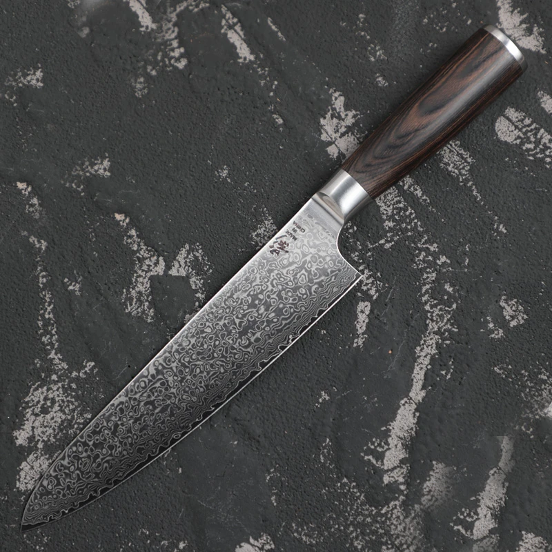 《影》81层流黑彩木雨滴主厨牛刀10cr15mov硬度60±62hrc