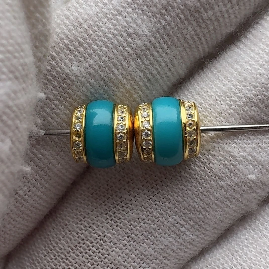 绿松石未镶嵌汉堡对珠7.1