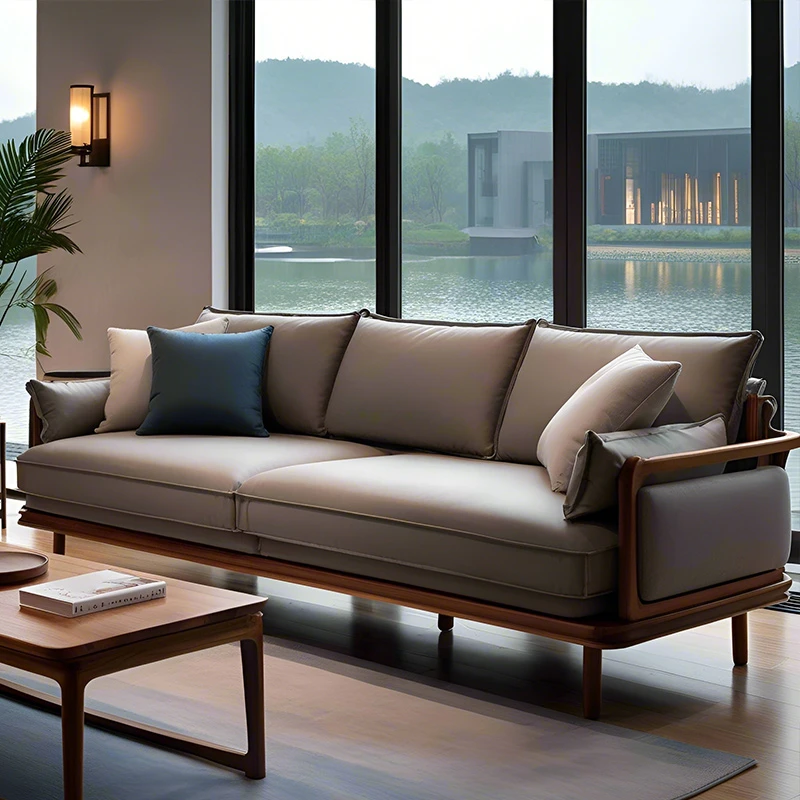 宋代美学胡桃木罗汉床沙发简约现代高端设计客厅新中式实木家具