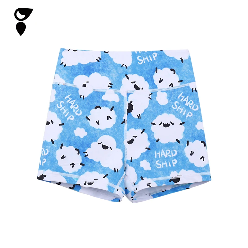HARDSHIP｜云朵羊 跑步普拉提瑜伽短裤 蓝色可爱女多巴胺修身短裤