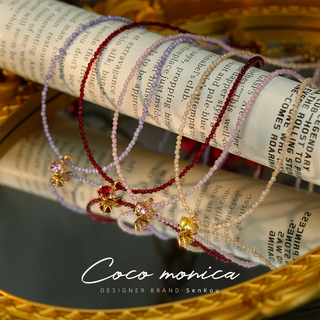 铜合金锆石项链 【小霞珠宝】项链手工绿色编织串珠彩色WE312