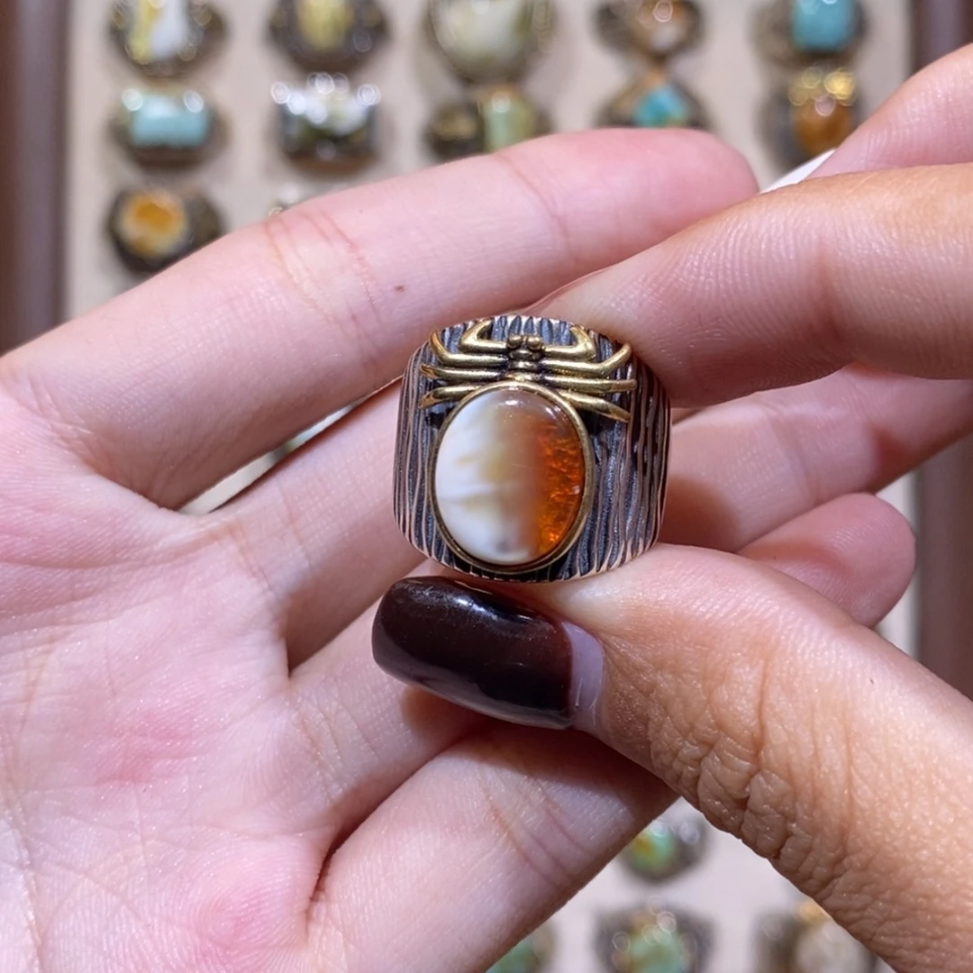 蜜蜡戒指银S925镶嵌一***?戒指