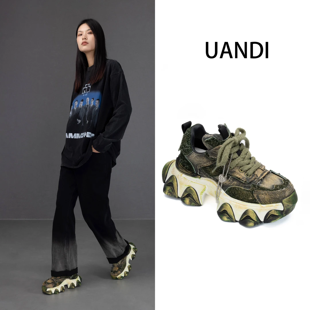 UANDI原创25年中国国际时装周走秀款冬季厚底老爹鞋女【绿野仙踪