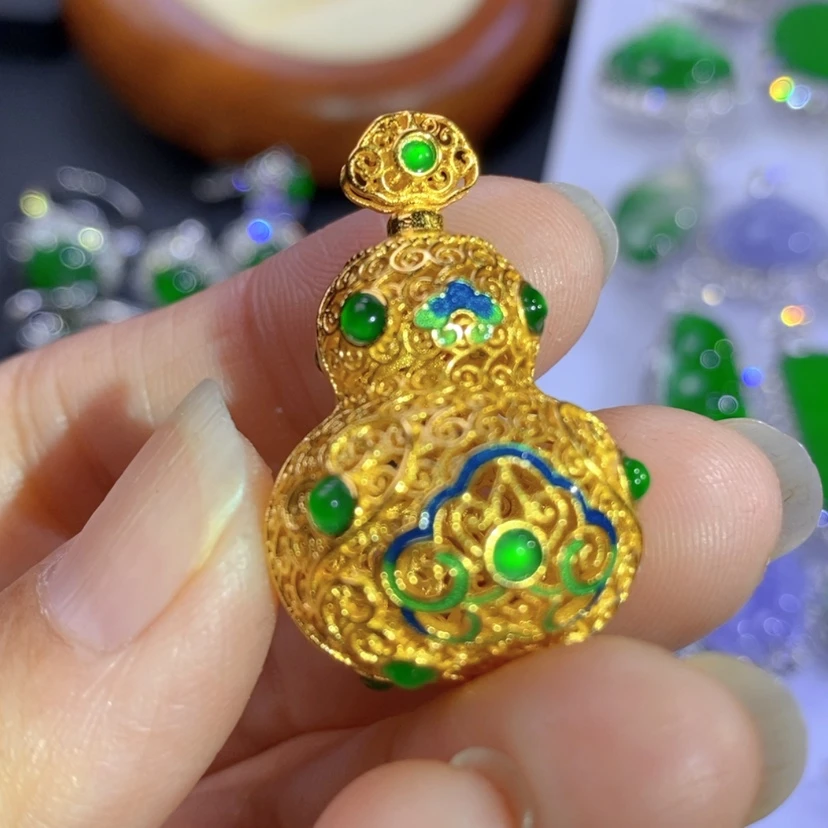 【闪购商品】翡翠挂件银S925镶嵌天然翡翠