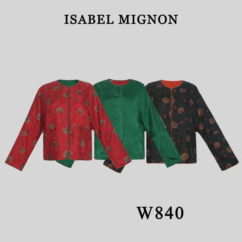 【艾臣-金金】桑蚕丝香云纱圆领复古外套W840