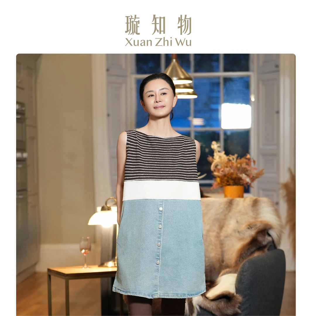阿尔玛拼色马甲针织牛仔三层拼接解构设计款复古背心王璇原创设计