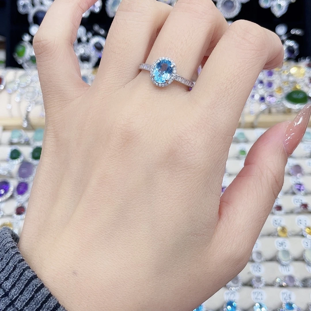 托帕石银S925镶嵌戒指