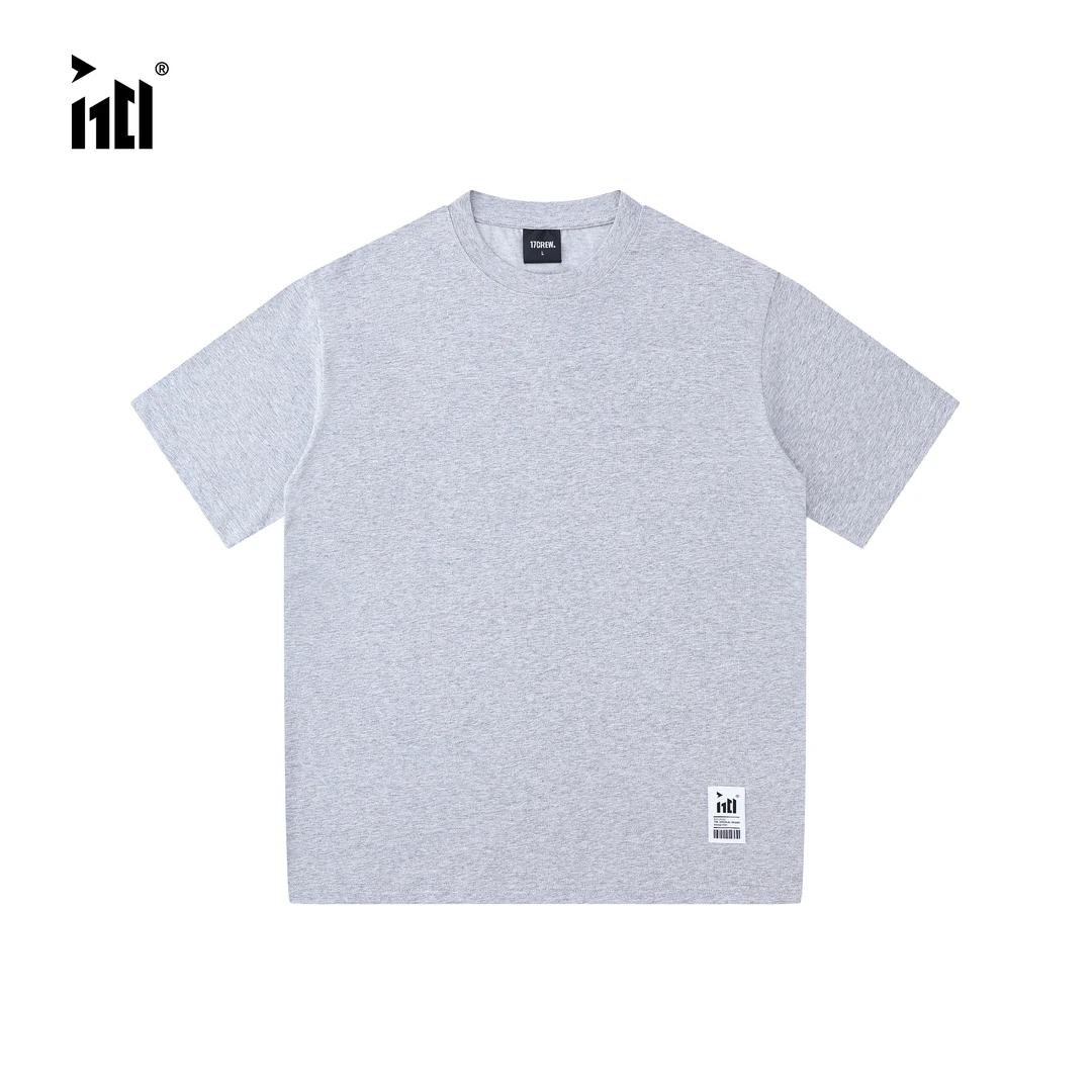1701明星款半永久花灰短袖新款简约纯色印花圆领经典设计款