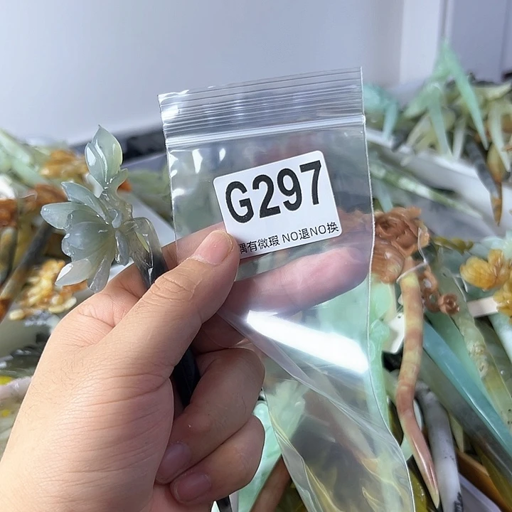 蛇纹石玉合金发饰琪*