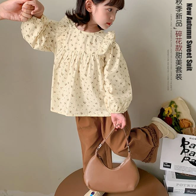 女童春秋装2025新款套装儿童碎花衬衫时髦洋气休闲裤两件套C7085