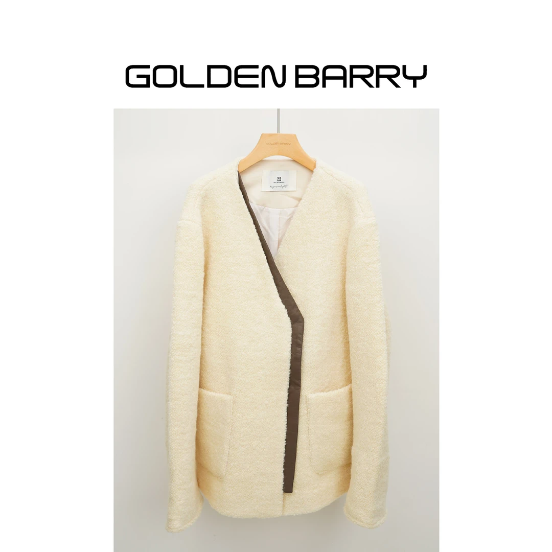 GOLDENBARRY【返季福 利】142048时尚V领毛呢大衣/微瑕