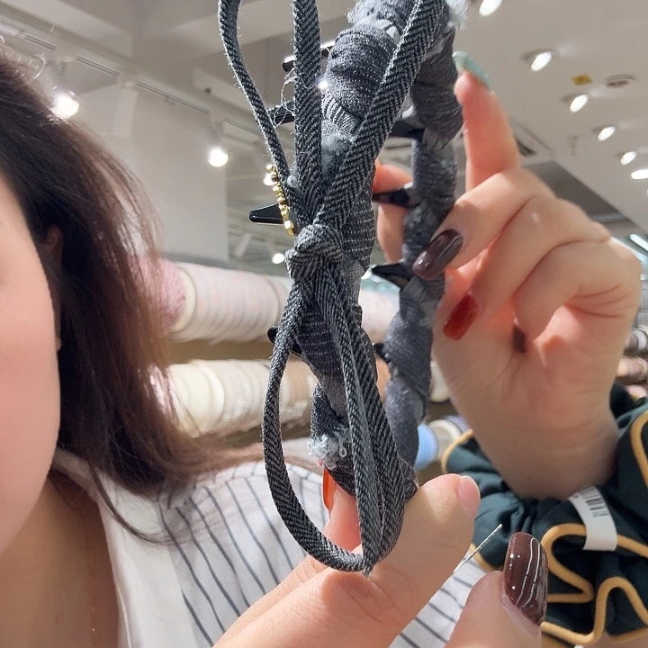 铁合金皮质灰色牛仔蝴蝶结发箍22