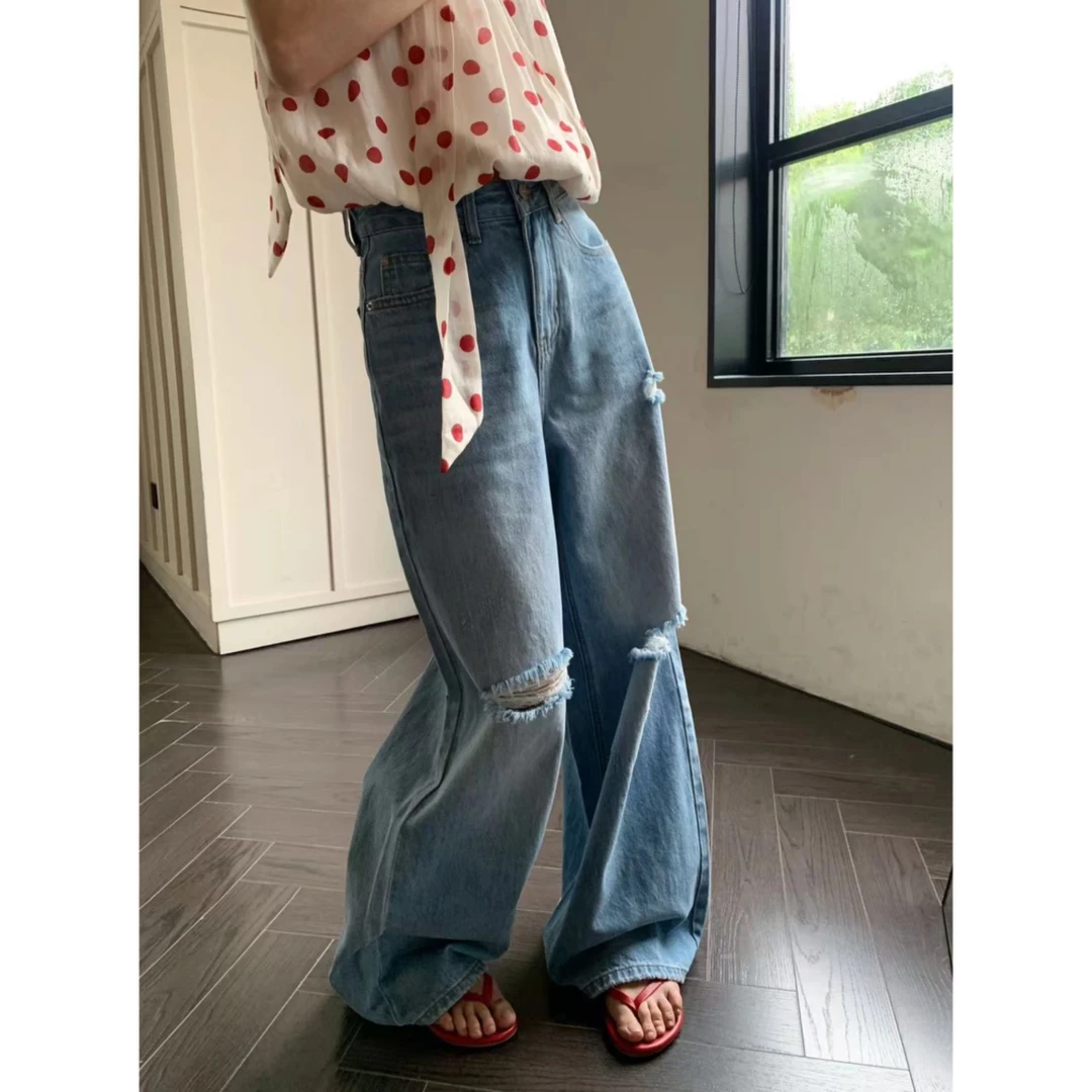 夏季新款断码捡漏.‘沉淀杂念’设计感破洞水洗牛仔裤4360/11