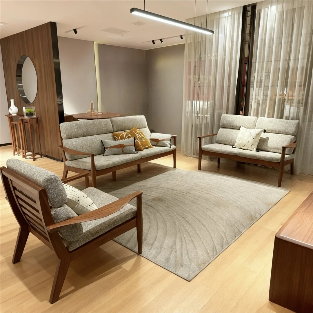 【胡桃木沙发】现代北欧极简实木布艺沙发冬夏两用