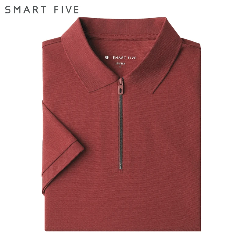 第五季半拉链polo衫夏季男士短袖翻领休闲弹力红色T恤索罗娜冰感