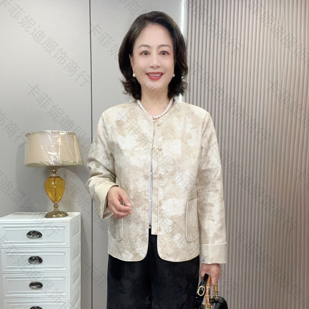 25052春秋款时尚新中式休闲国风提花上衣短外套