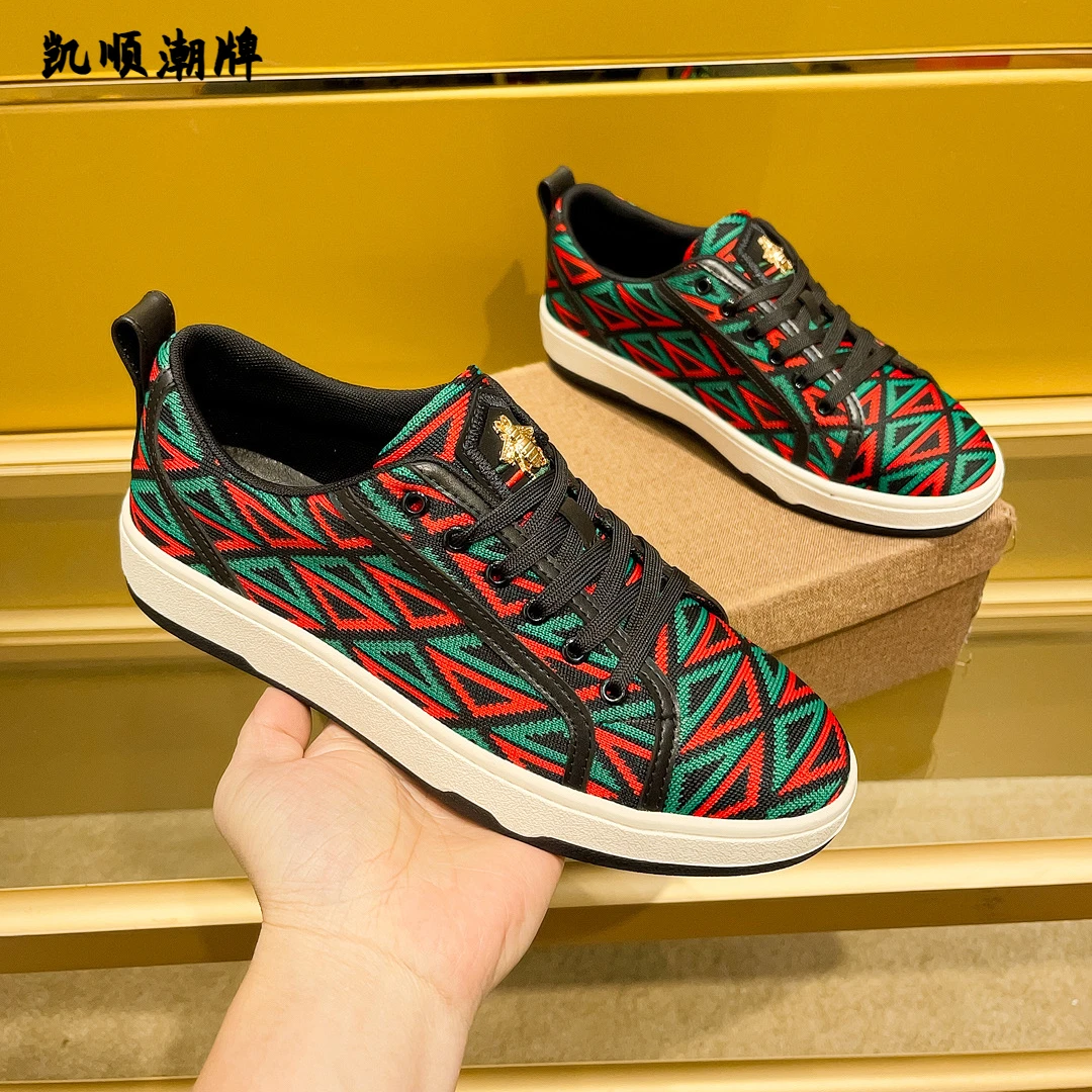 男士开车专用鞋夏季板鞋小蜜蜂圆头系带休闲板鞋潮鞋厚底低帮潮流