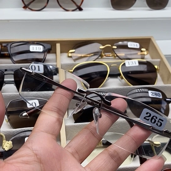 无框款纯天然石头水晶眼镜