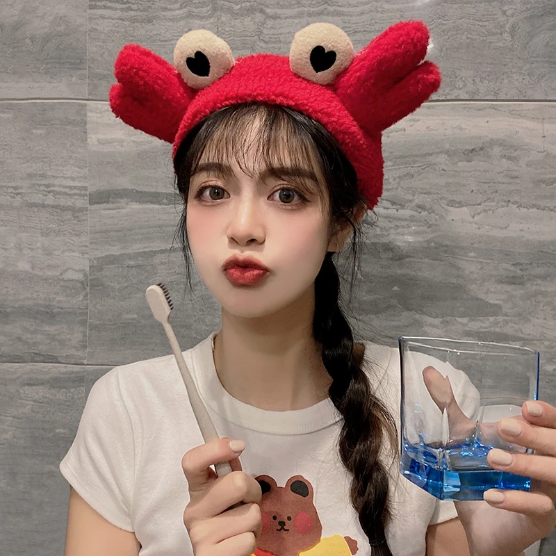 螃蟹毛绒发箍女夏季洗脸发带夏天发捆头箍发卡网红新款头饰