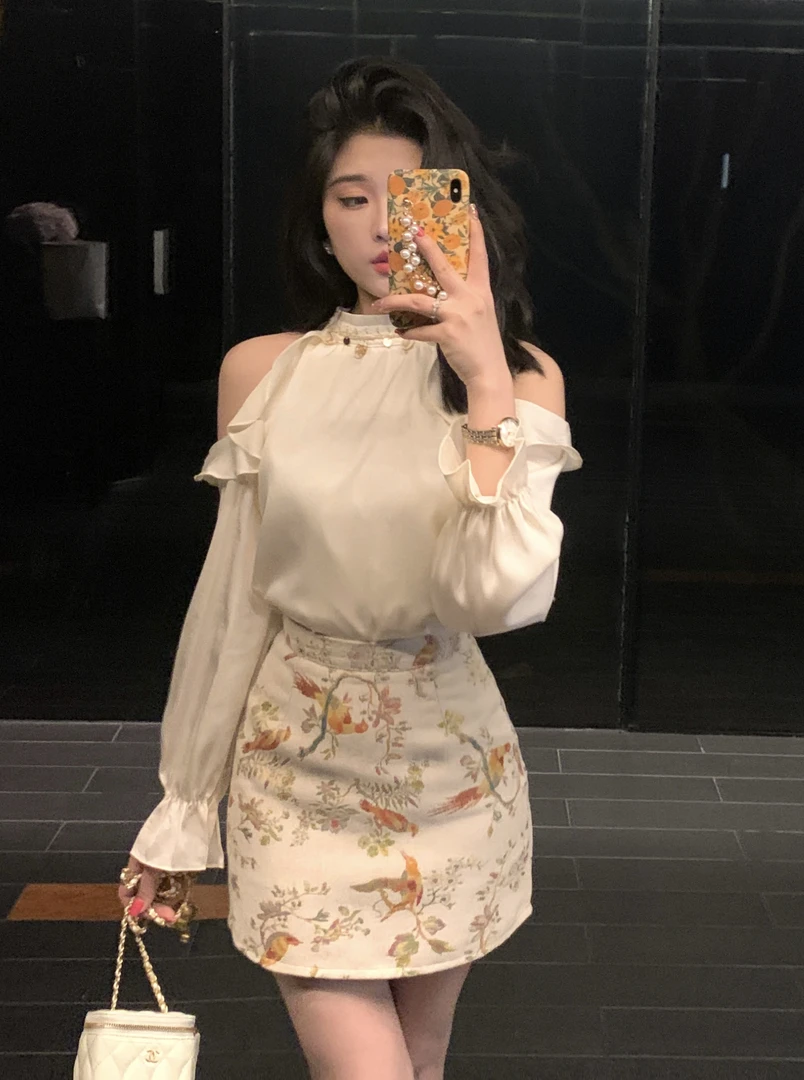 【vivi】法式设计感复古甜美衬衫2503