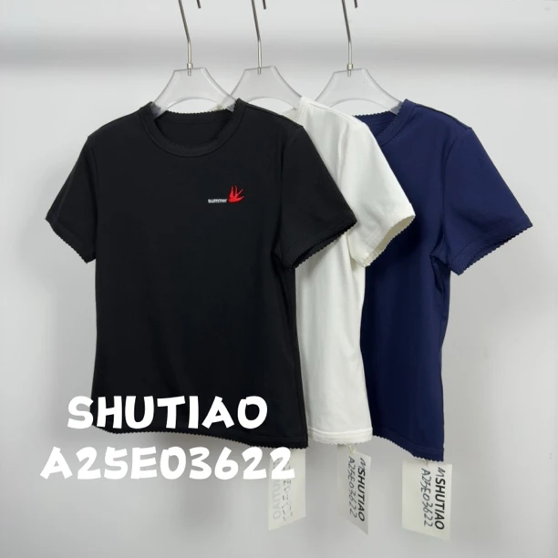 【SHUTIAO】2025夏季：新款小众设计款T恤A25E03622