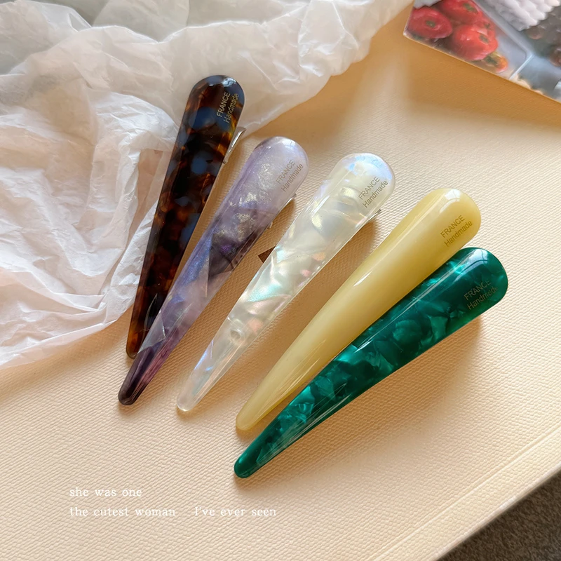 韩系醋酸炫彩发夹女高级感盘发卡尖嘴夹大号鸭嘴夹一字夹子刘海夹