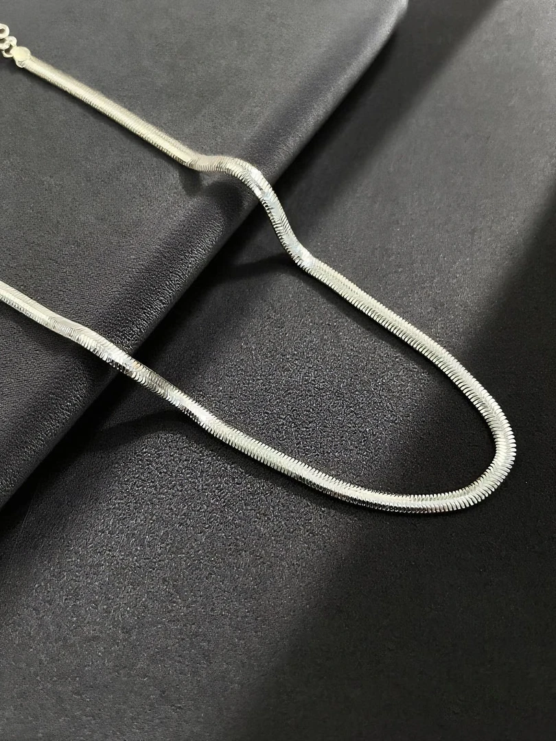 链子足银 足银999小众高级质感中性刀片蛇骨链素链ins颈链不褪色