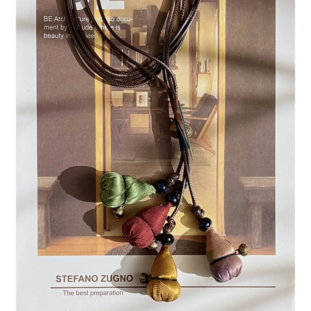 Loosen Up【四彩福禄】高定香云纱手工小葫芦可调节项链配饰腰链