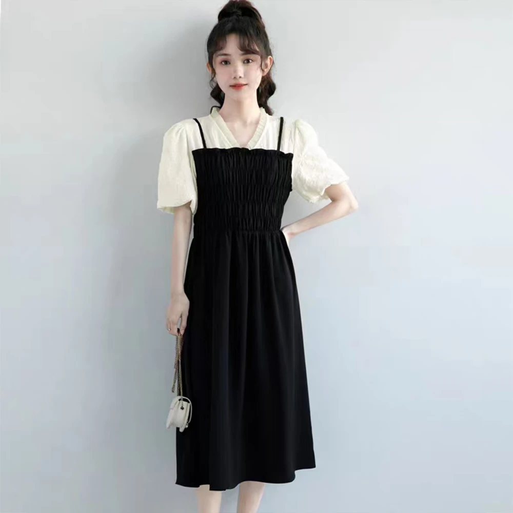 【美美精选】YANGSHANG 新款黑白气质撞色连衣裙 CE061M