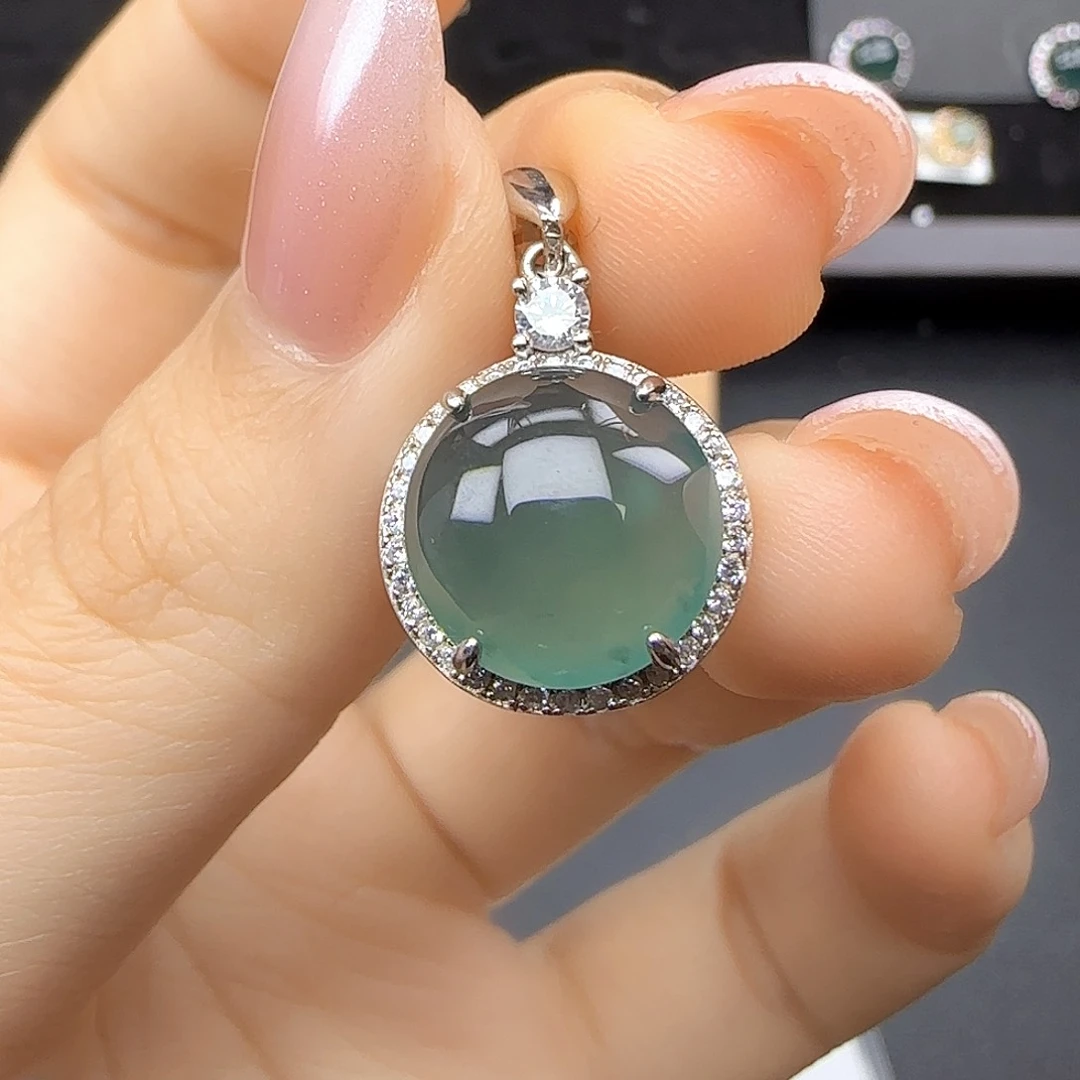 银S925镶嵌戒指翡翠清**雨