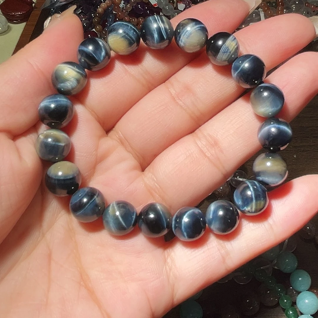 水晶手链未镶嵌闪电蓝虎眼10毫米