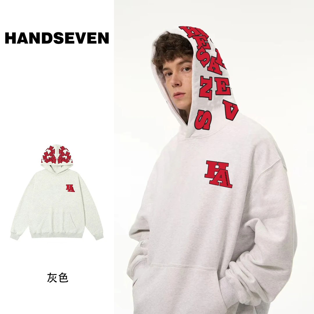 HandSeven美式潮牌情侣连帽卫衣长袖休闲情侣宽松外套男款春秋女