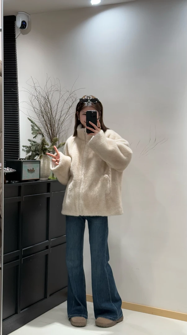 【CAITINT】婷婷"毛毛外套”仿银兰貂毛皮毛立领环保皮毛外套女5835