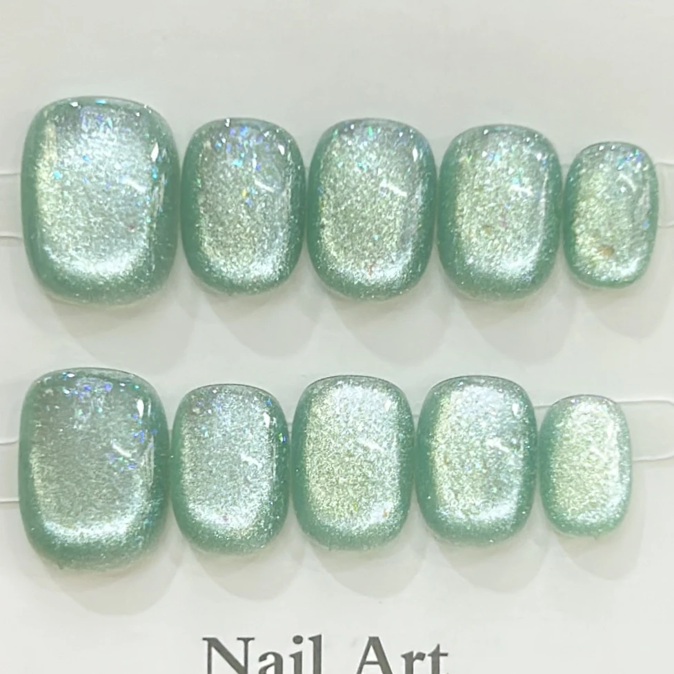 【沁夏】超短豆豆短方圆猫眼手工穿戴甲超短豆豆甲美甲甲片纯手工