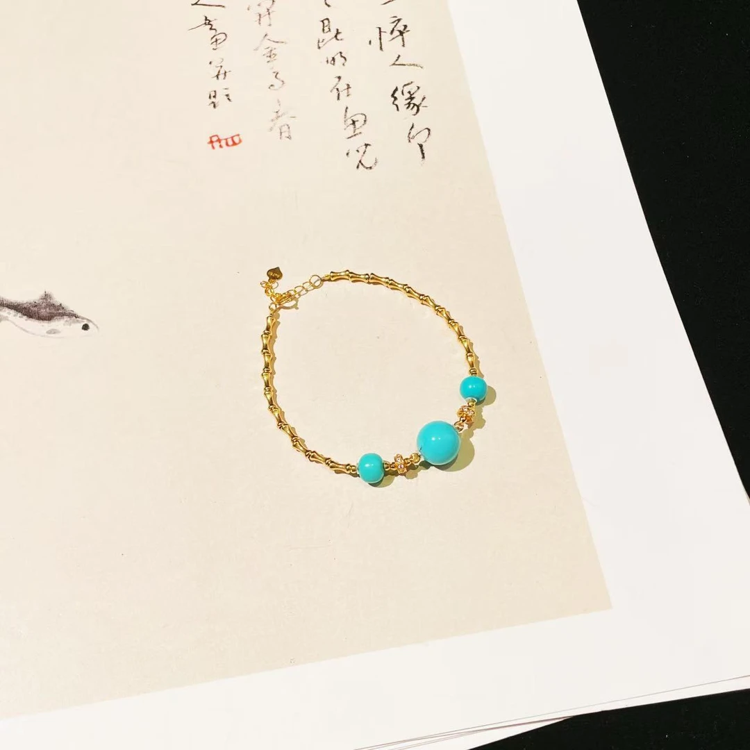 【云上雅岚】鸣泉丨18K金绿松手链-多样性发一件XYGD273538-A