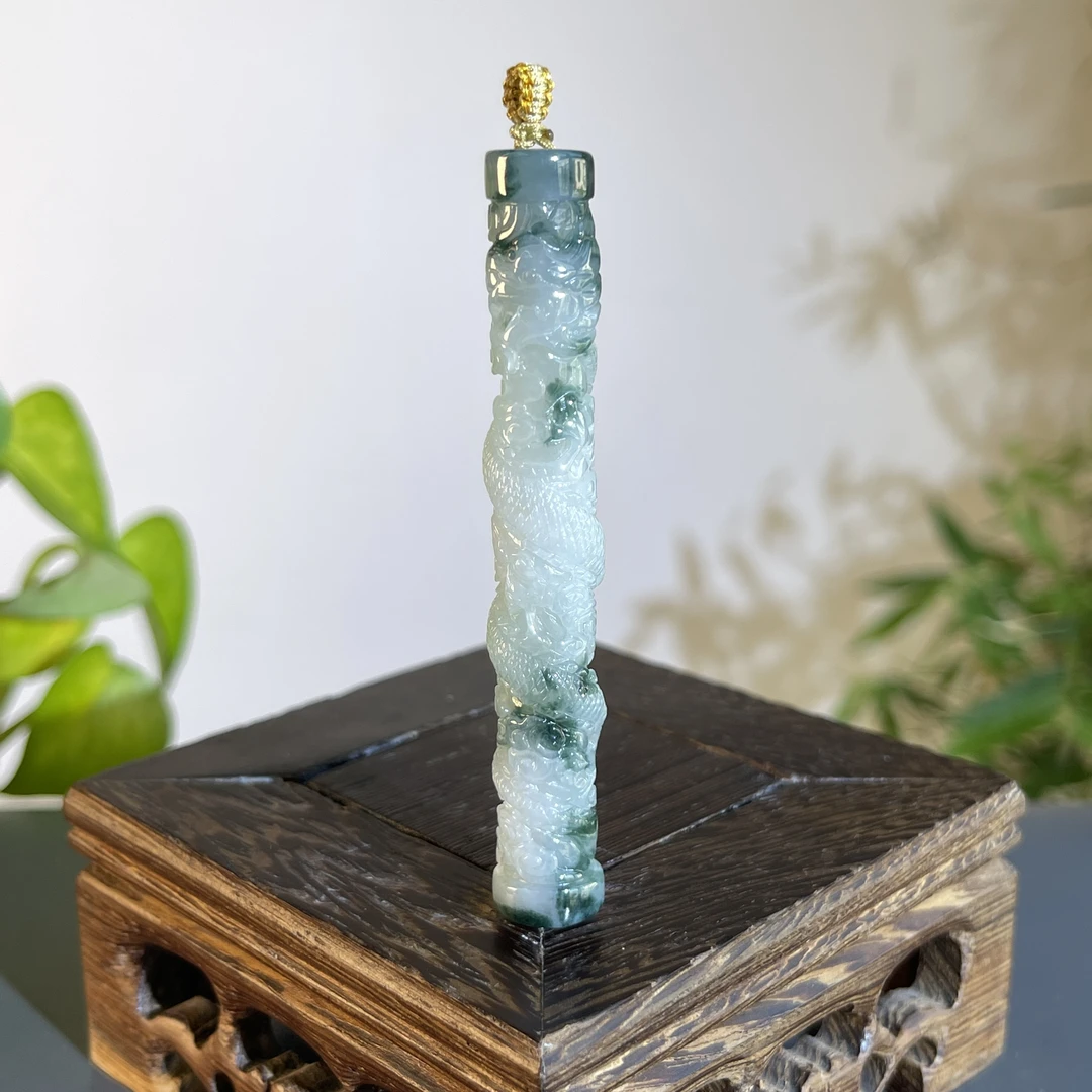 JXA20-190 天然翡翠缅甸A货 盘龙柱