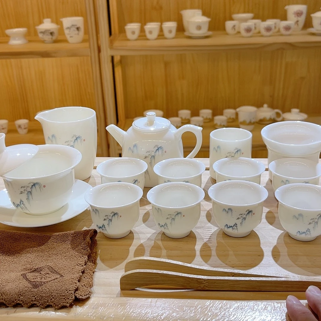 杯玄致羊脂玉瓷茶具套装