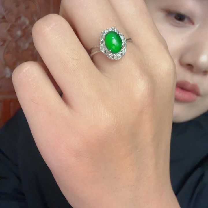 翡翠银S925镶嵌吊坠(不含链)戒指