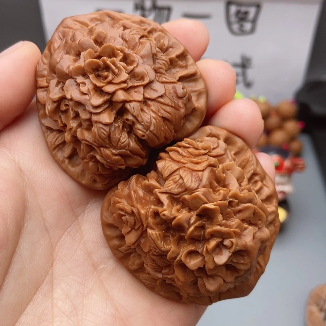 桃核吊坠核桃花开富贵